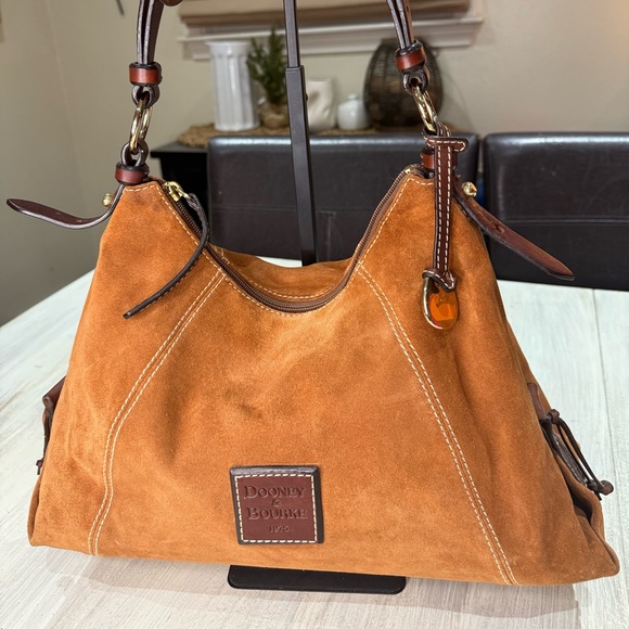 Dooney & Bourke Tan Suede Hobo Bag - Picture 1 of 13